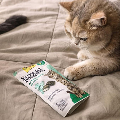 GimCat Nutri Pockets, Recompense Crocante pentru Pisici, cu Catnip (Iarba-matei) si Multivitamine, 60g
