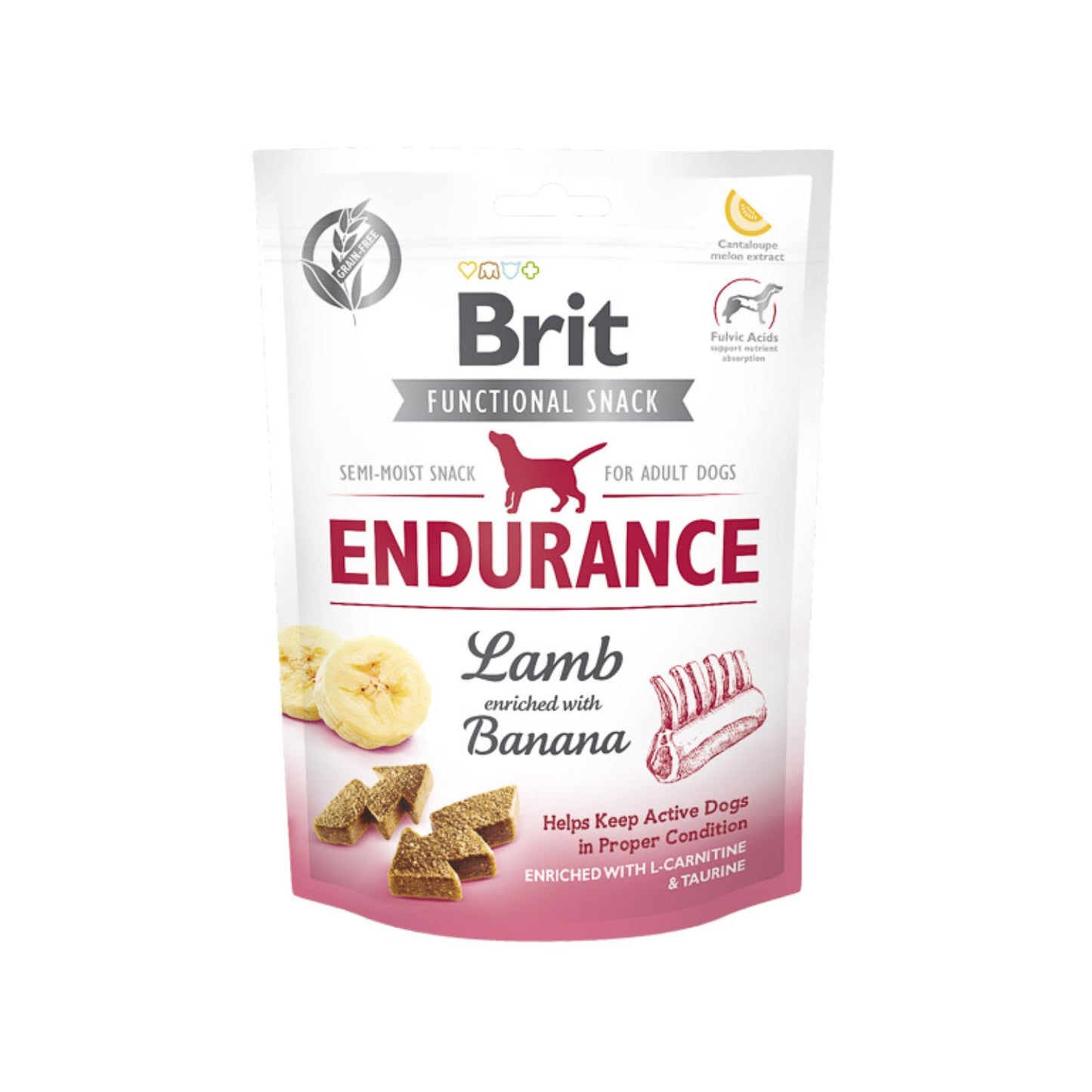 Brit Care Functional Snack Endurance, Recompense Semi-Umede pentru Caini cu Miel, Fara Cereale, 150g