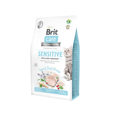 Brit Care Grain-Free Cat Sensitive Food Allergy Management, Hrana Uscata pentru Pisici Adult, cu Hering si Insecte, Hipoalergenica, Fara Cereale, 400g / 2kg / 7kg