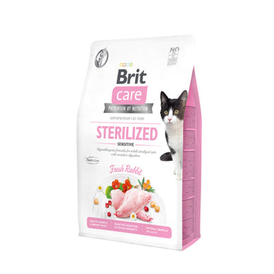 Brit Care Grain-Free Cat Sterilised Sensitive, Hrana Uscata pentru Pisici Sterilizate, cu Iepure si Catina, Digestie Sensibila, Fara Cereale, 400g / 2kg / 7kg