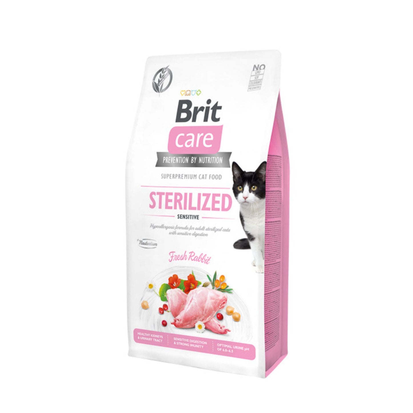 Brit Care Grain-Free Cat Sterilised Sensitive, Hrana Uscata pentru Pisici Sterilizate, cu Iepure si Catina, Digestie Sensibila, Fara Cereale, 400g / 2kg / 7kg