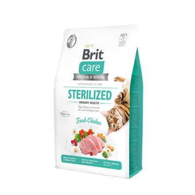Brit Care Grain-Free Cat Sterilised Urinary Health, Hrana Uscata pentru Pisici Sterilizate, cu Pui si Catină, Fara Cereale, 400g / 2kg / 7kg