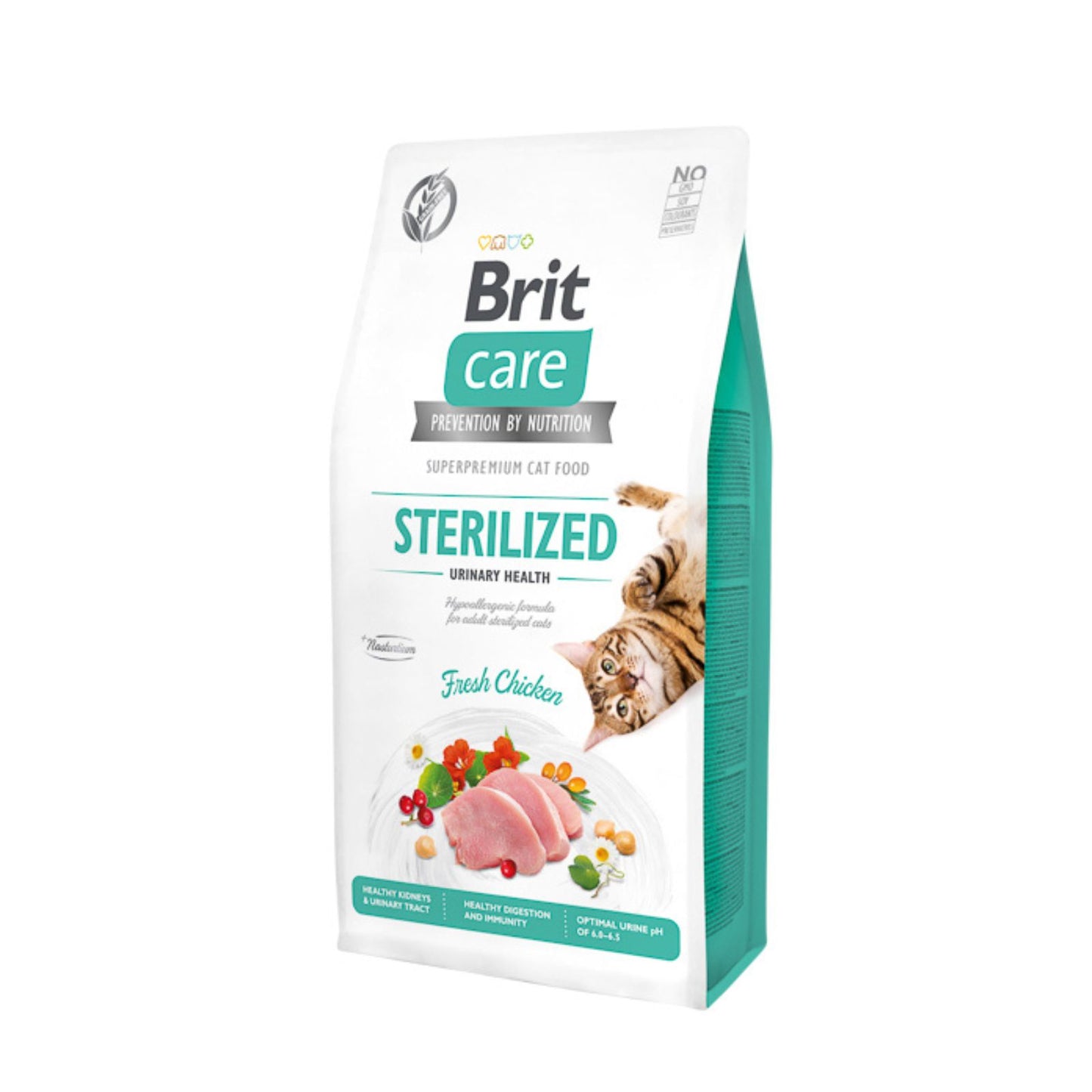 Brit Care Grain-Free Cat Sterilised Urinary Health, Hrana Uscata pentru Pisici Sterilizate, cu Pui si Catină, Fara Cereale, 400g / 2kg / 7kg