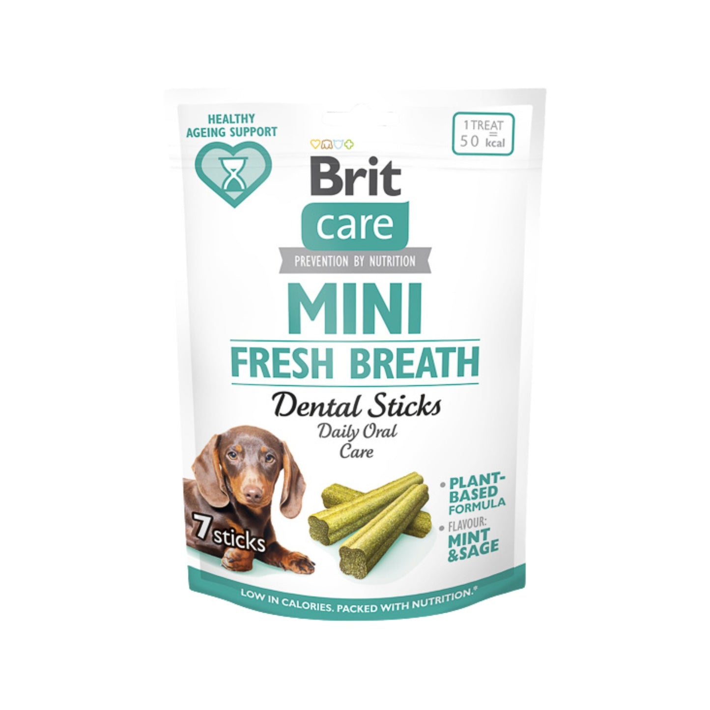 Brit Care Mini Treats Fresh Breath, Recompense Semi-Umede pentru Caini Talie Mica, pentru Igiena Orala, 7 bucati/120g