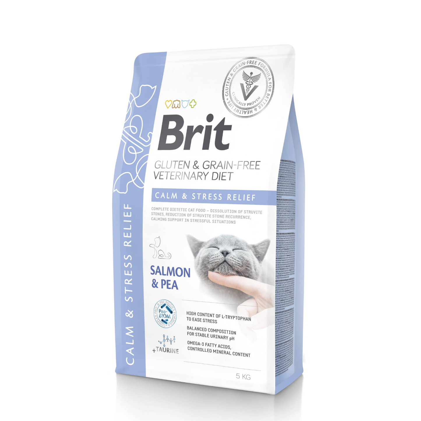 Brit Veterinary Diet Calm & Stress Relief, Hrana Uscata pentru Pisici, Calmarea si Reducerea Stresului cu Somon si Mazare, 400g / 2kg / 5kg