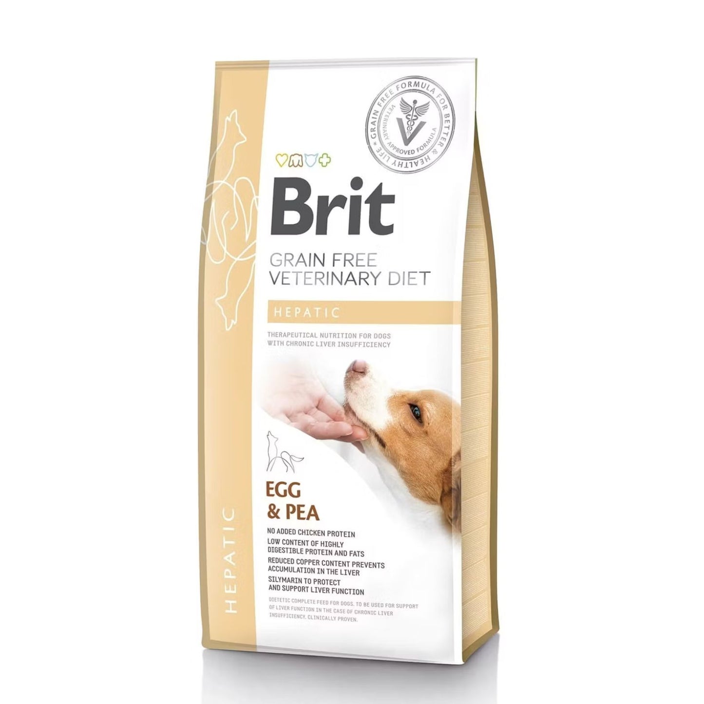 Brit Veterinary Diet Hepatic, Hrana Uscata pentru Caini, Regenerarea Celulelor Hepatice, cu Oua si Mazare, 2kg / 12kg