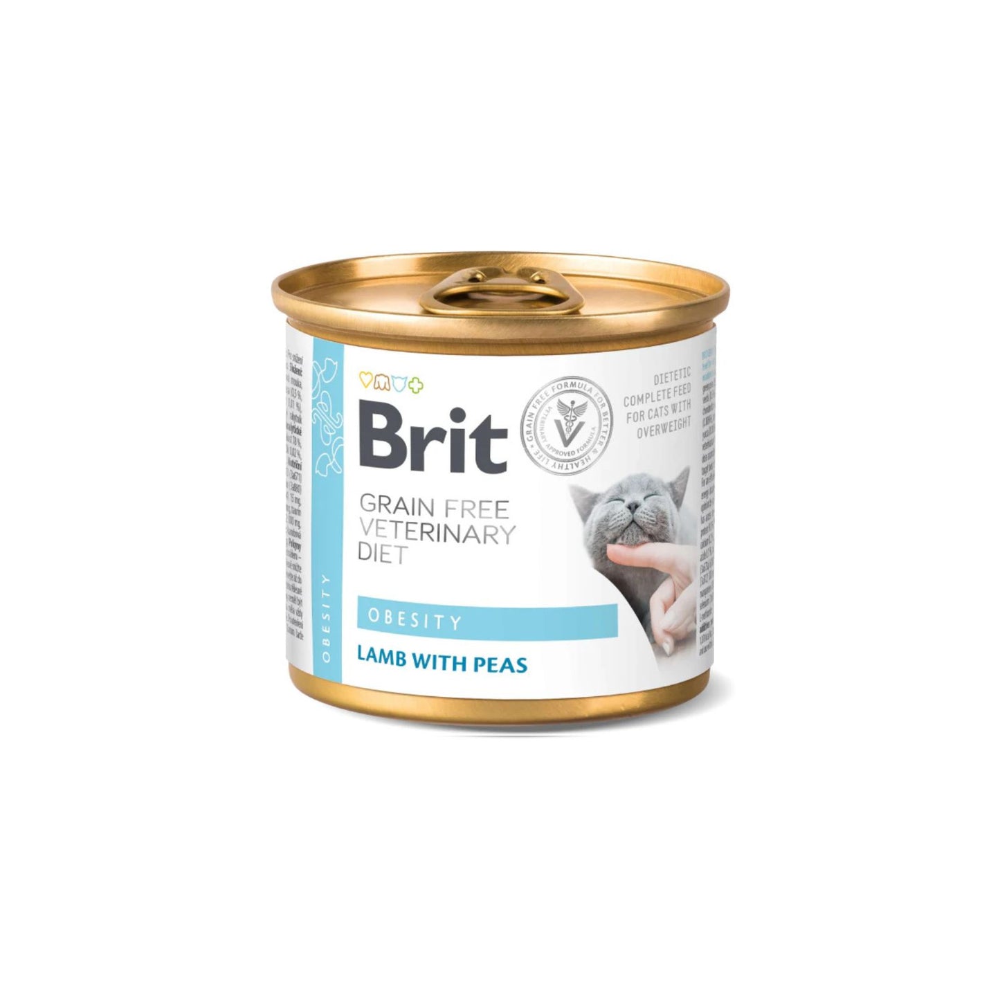 Brit Veterinary Diet Obesity, Hrana Umeda pentru Pisici, Reducerea Greutatii, cu Miel si Mazare, 200g