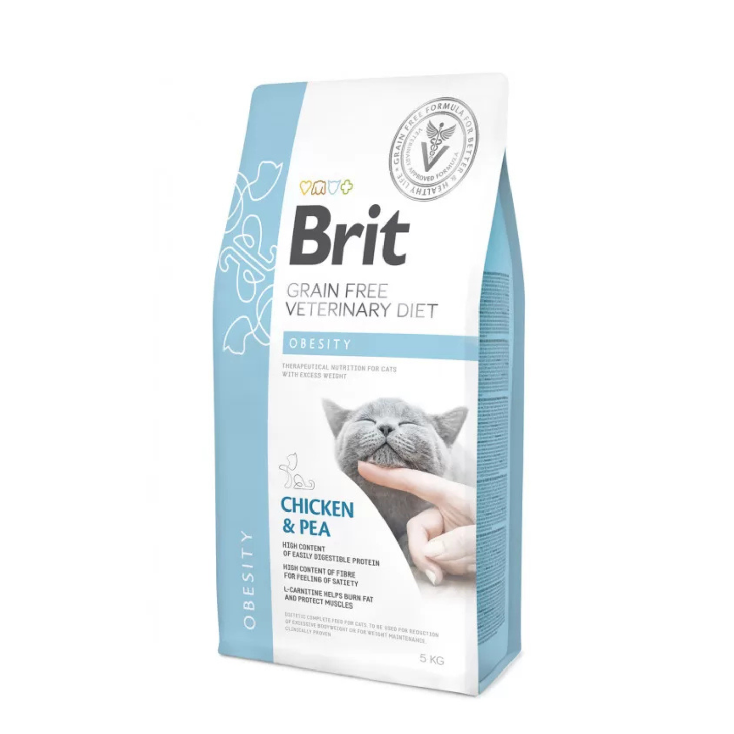 Brit Veterinary Diet Obesity, Reducerea Greutatii, Hrana Uscata pentru Pisici, cu Pui si Mazare, 400g / 2kg / 4kg