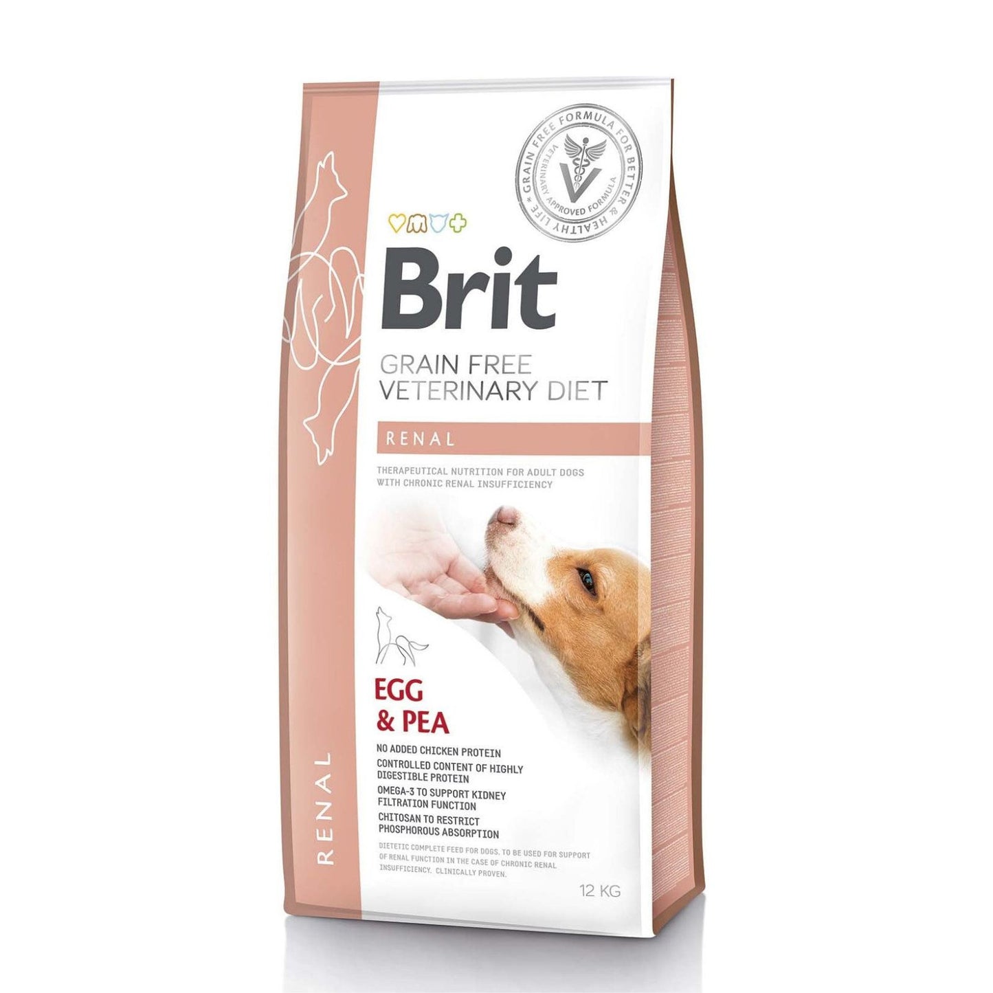 Brit Veterinary Diet Renal, Hrana Uscata pentru Caini, Sustinerea Functiei Renale, cu Oua si Mazare, 2kg / 12kg