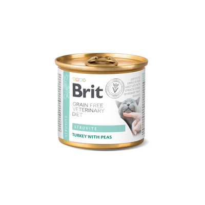 Brit Veterinary Diet Struvite, Hrana umeda pentru Pisici, Reducerea recurentei struvitilor, cu Curcan si Mazare, 200g