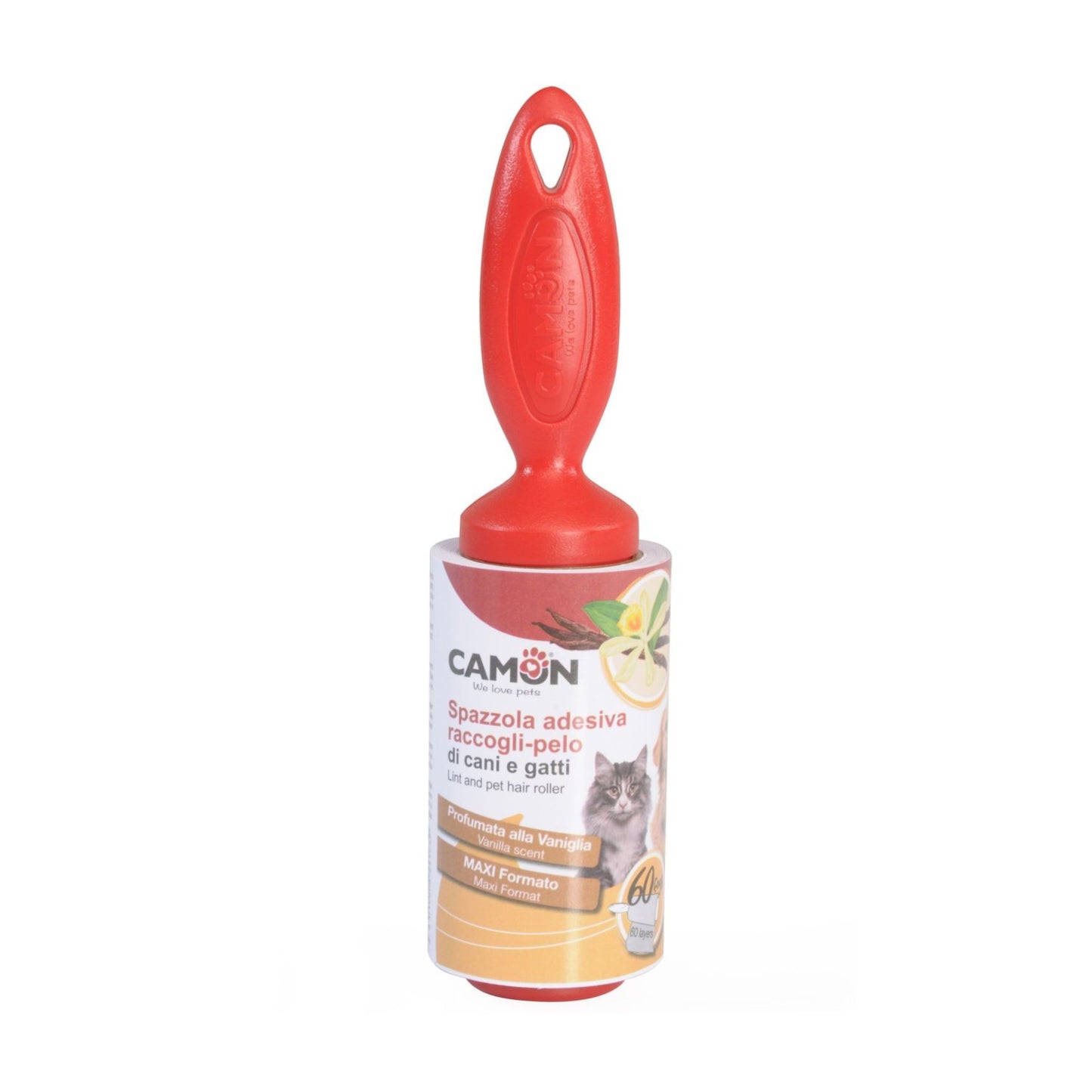 CAMON Rola Adeziva Maxi pentru Indepartarea Parului si Scamelor cu Parfum de Vanilie, 60 Foi, 11.5cm