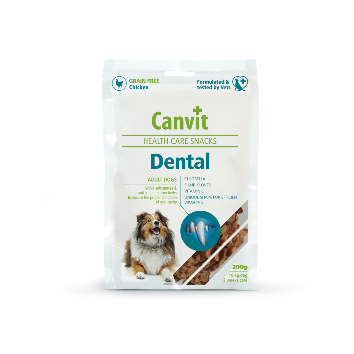 Canvit Dental Snacks - Recompense pentru Dinti Curati si Respiratie Proaspata, Grain Free, 200g