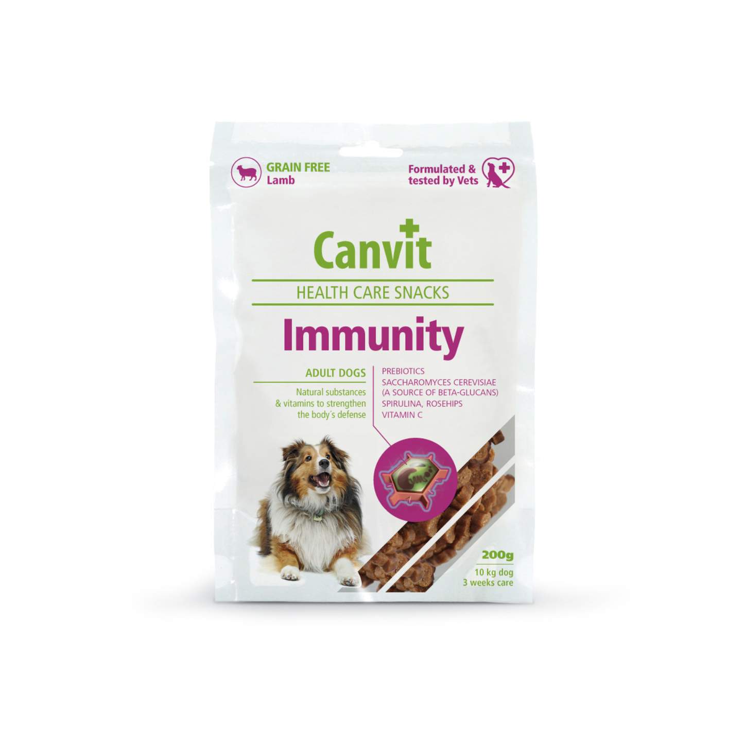 Canvit Immunity Snacks - Recompense Functionale pentru Imunitate cu Miel si Spirulina, Grain Free, 200g