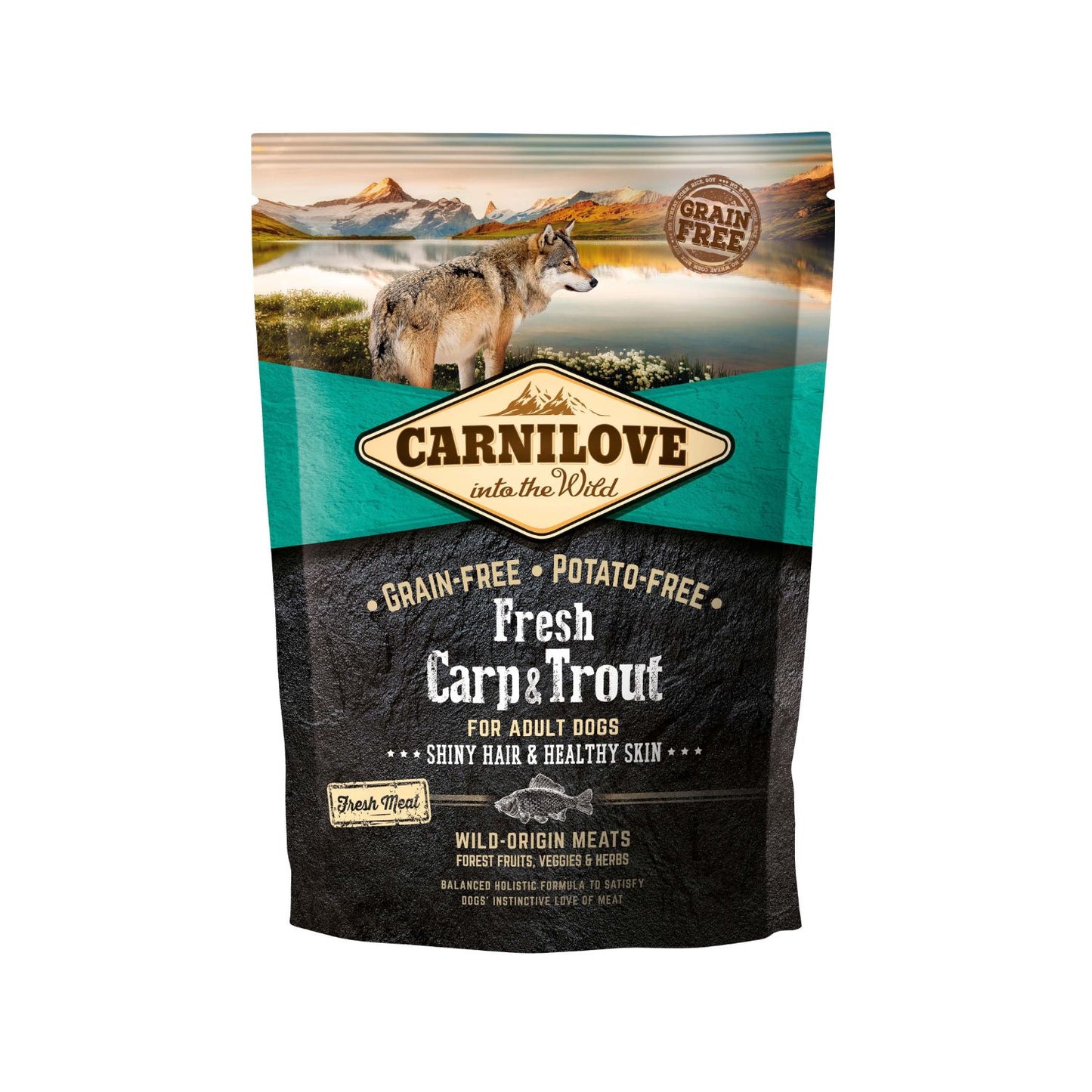 Carnilove Fresh Carp & Trout Healthy Skin, Hrana Uscata pentru Caini Adult, cu Crap si Pastrav, Fara Cereale, 1.5kg