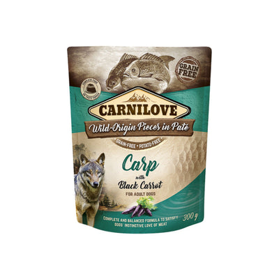 Carnilove Pate, Hrana Umeda pentru Caini Adult, cu Crap si Morcov Negru, Fara Cereale, 300g