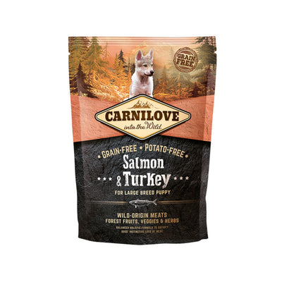 Carnilove Salmon & Turkey Large Breed Puppy, Hrana Uscata pentru Caini Junior, Rase Mari, cu Somon si Curcan, Fara Cereale, 1,5kg / 4kg