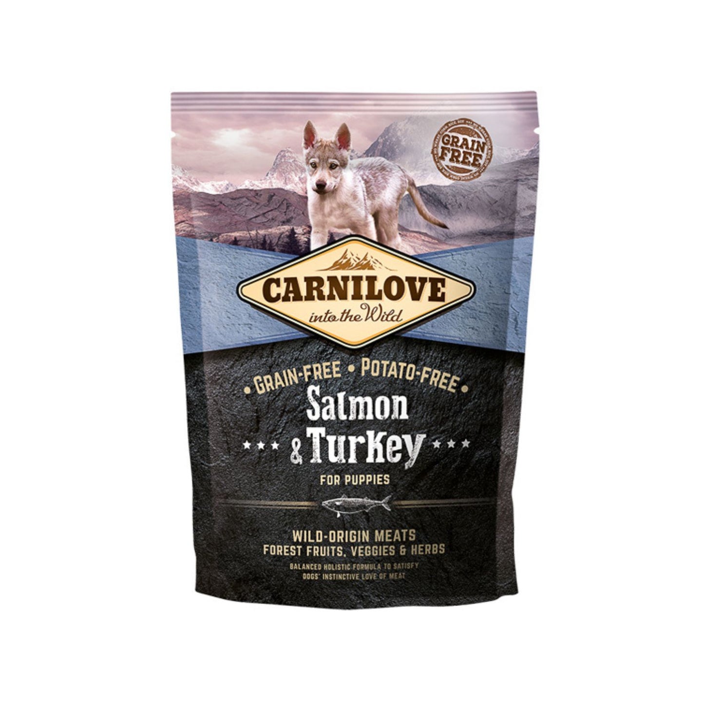 Carnilove Salmon & Turkey, Hrana Uscata pentru Caini Junior, Toate Rasele, cu Somon si Curcan, Fara Cereale, 1.5kg / 4kg / 12kg