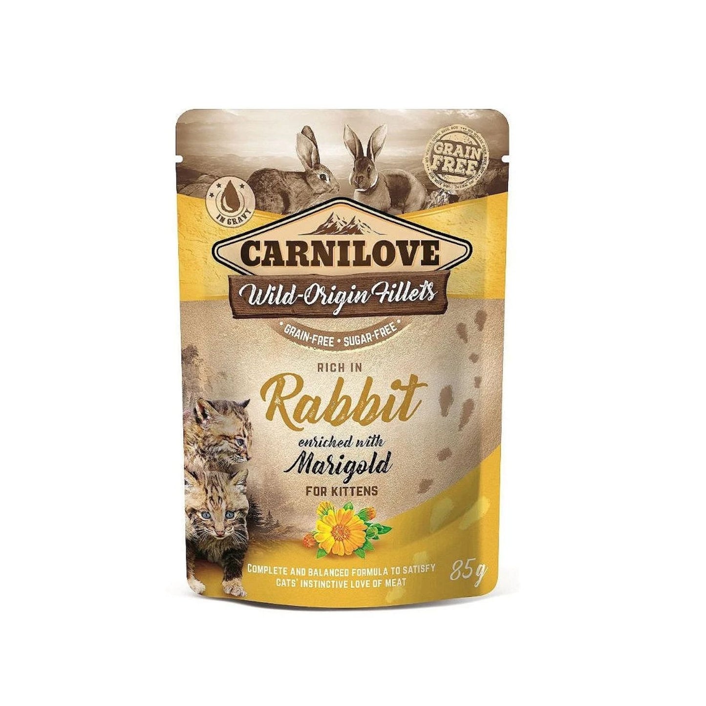 Carnilove, Hrana Umeda pentru Pisici Adult, cu Iepure si Galbenele, Fara Cereale, 85g