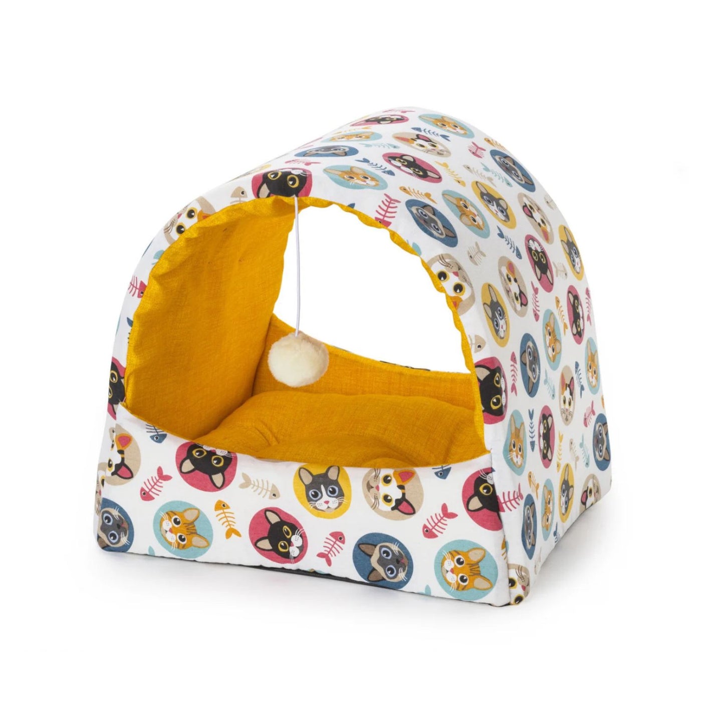 Casuta Print Pisicute - Culcus Tip Cort cu Perna Detasabila