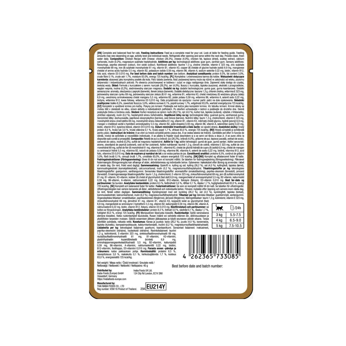 Ciao Entree Stew, Hrana Umeda Completa pentru Pisici Adult, Reteta cu Pui si Branza 40g