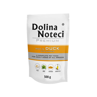 Dolina Noteci Premium Hrana Umeda Caini cu Rata si Dovleac, Fara Cereale, 500g