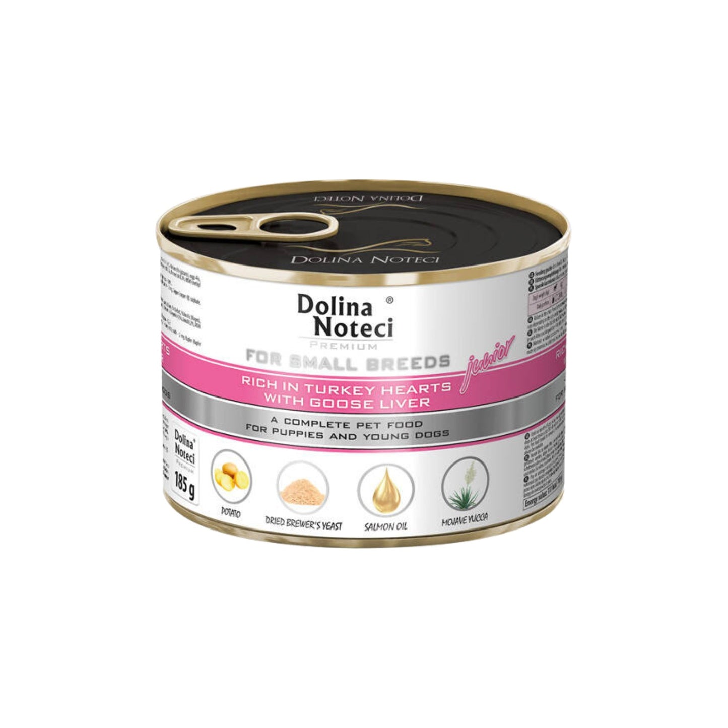 Dolina Noteci Premium Hrana Umeda pentru Caini Junior Talie Mica, cu Inimi de Curcan si Ficat de Gasca, Fara Cereale, 185g