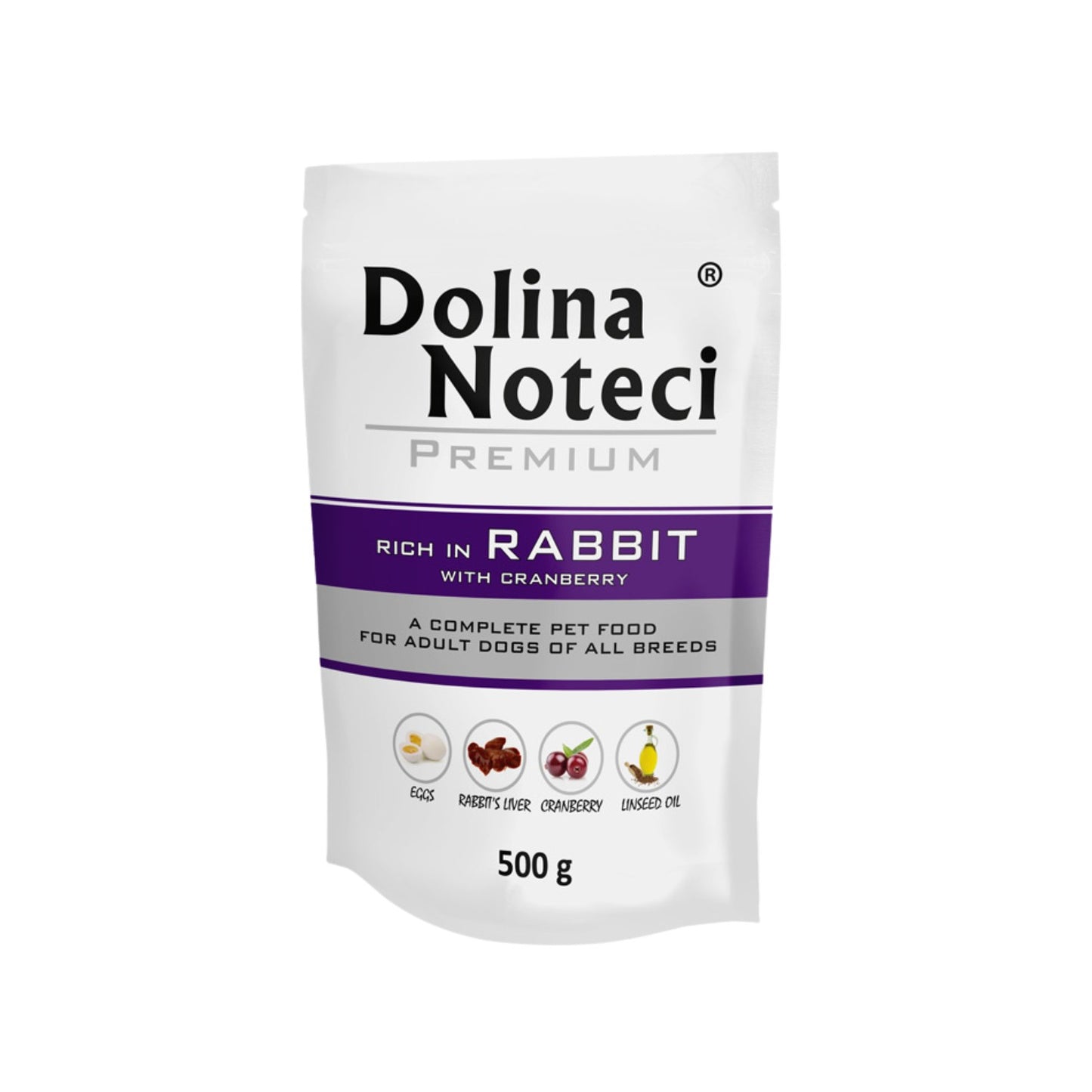 Dolina Noteci Premium Hrana Umeda pentru Caini cu Iepure si Merisoare, Fara Cereale, 500g