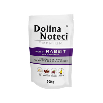 Dolina Noteci Premium Hrana Umeda pentru Caini cu Iepure si Merisoare, Fara Cereale, 500g