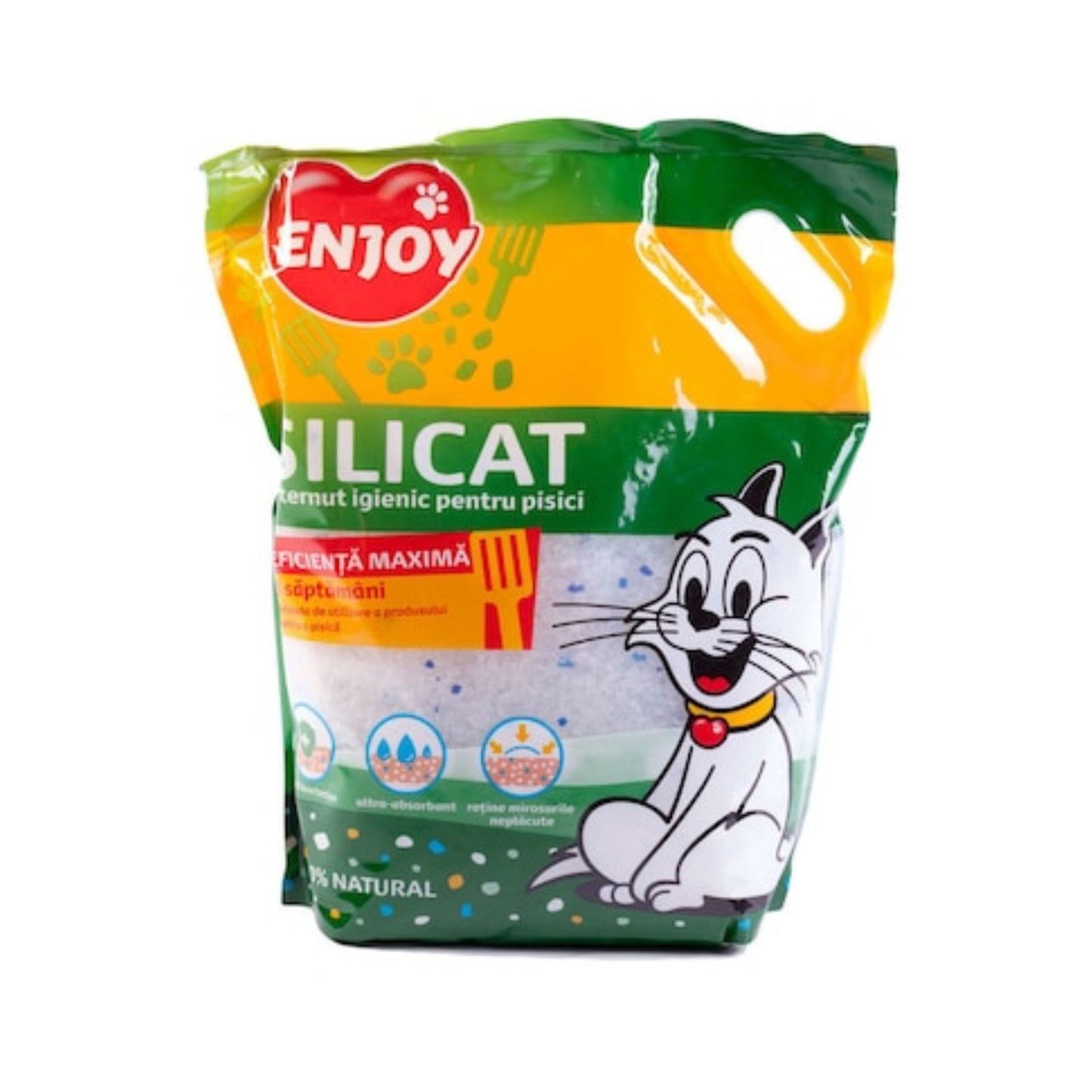 Enjoy Silicat, Asternut Igienic pentru Litiera, Fara Parfum, 3.8L / 7.6L