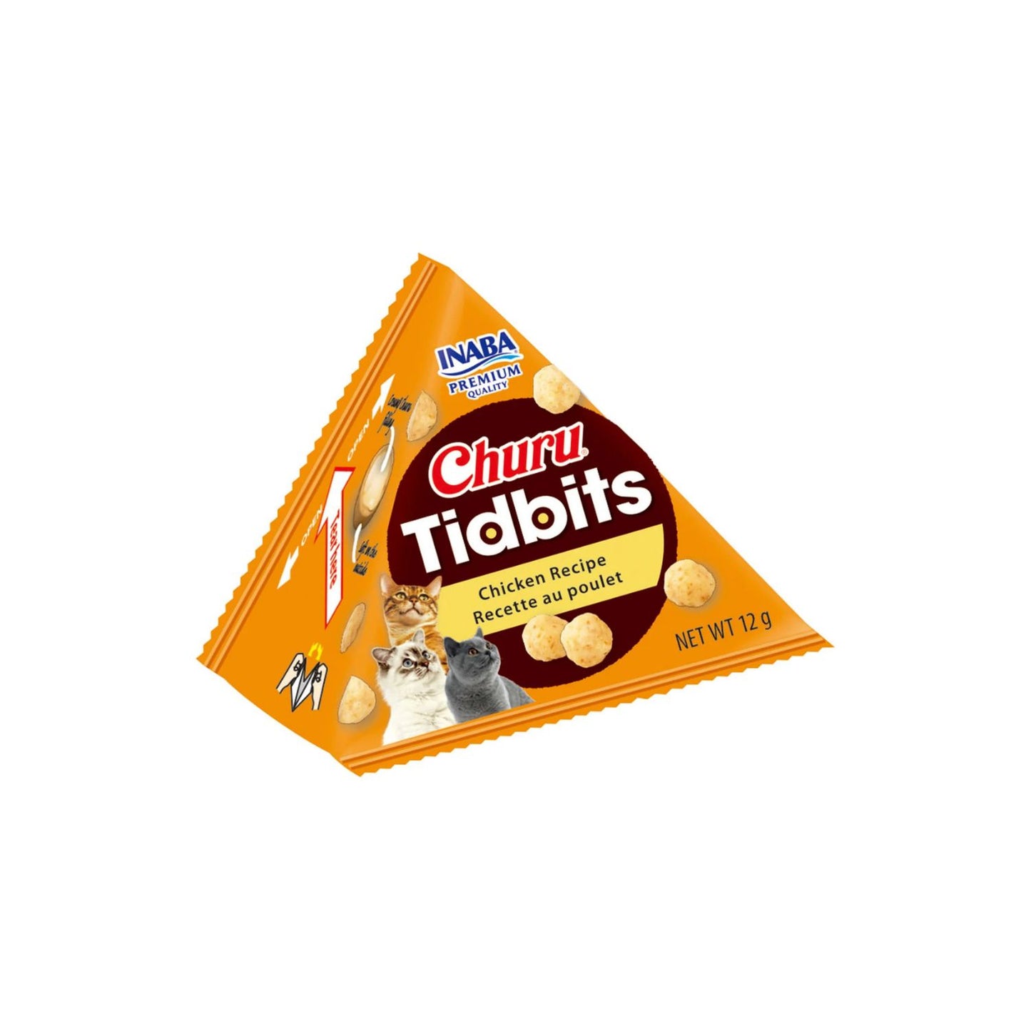 Inaba Churu Cat Tidbits Recompense Pisici cu Pui, Exterior Fraged si Umplutura Cremoasa, Fara Cereale, 3 Bucati