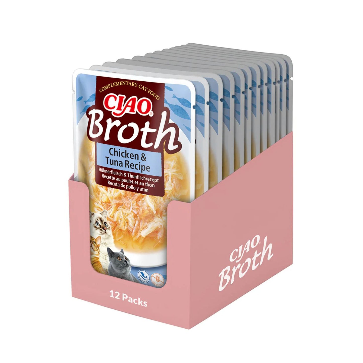 Inaba Ciao Churu Broth pentru Pisici, cu Pui si Ton, Hrana Umeda Complementara, Fara Cereale, 40g