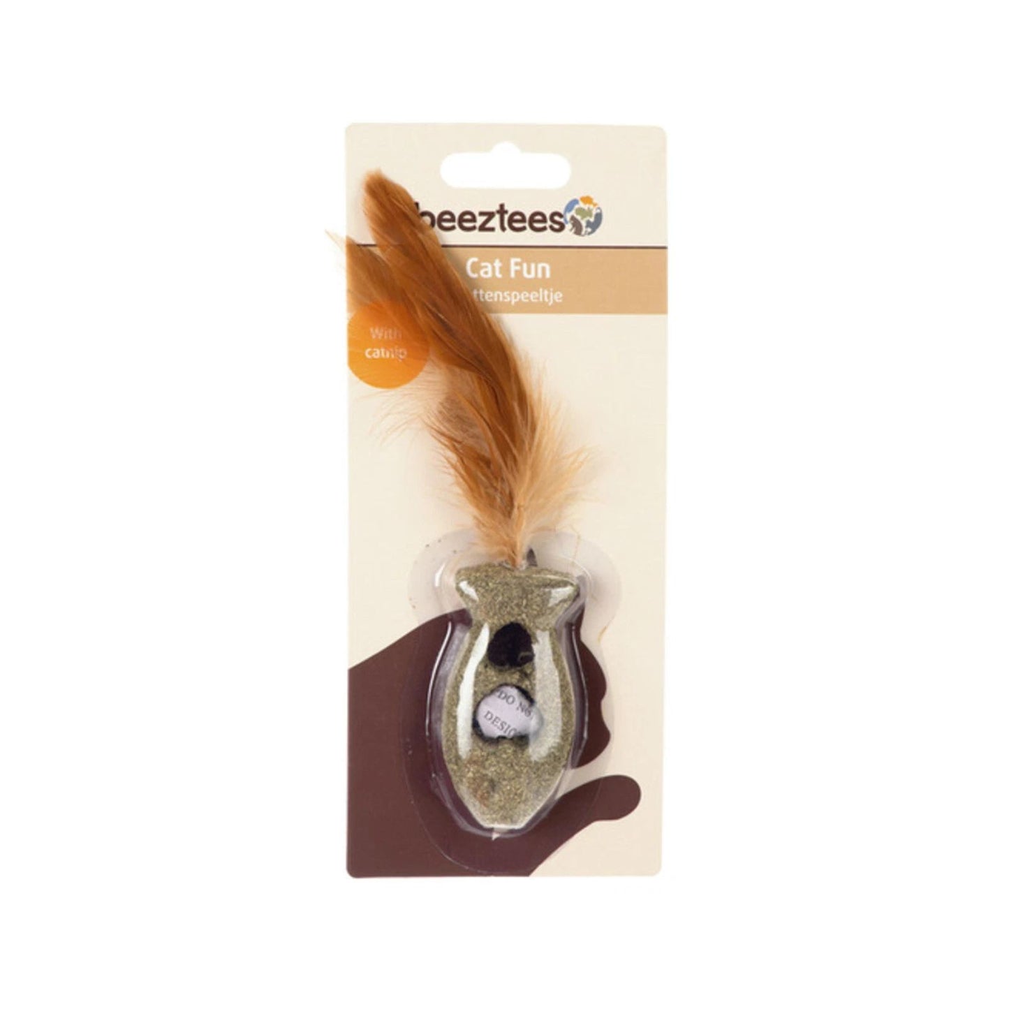 Jucarie Beeztees, Peste din Catnip Presat cu Pene Naturale, 12cm