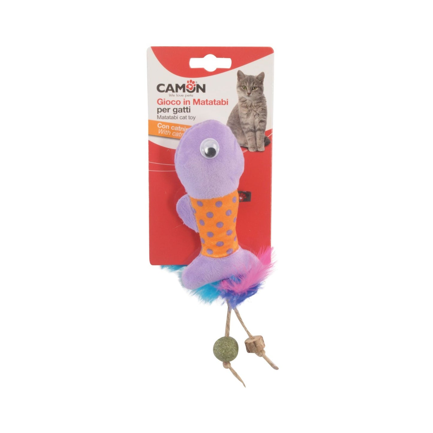Jucarie Pisici Camon, Pestisor cu Matatabi si Catnip, 12cm