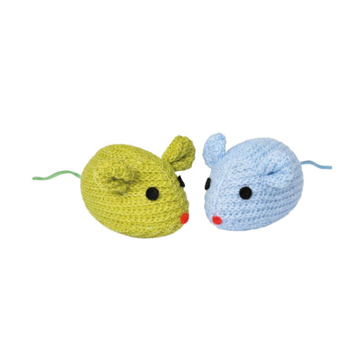 Jucarie Pisici Camon, Set 2 Soricei din Material Textil cu Catnip, 7cm