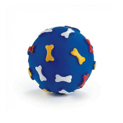 Jucarie pentru Caini Padovan, Minge din Vinil cu Model de Oase, 6.5 cm / 8 cm