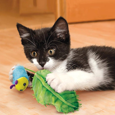 KONG Flingaroo CATerpillar Jucarie Interactiva pentru Pisici, Omida cu Catnip (Iarba Matei)