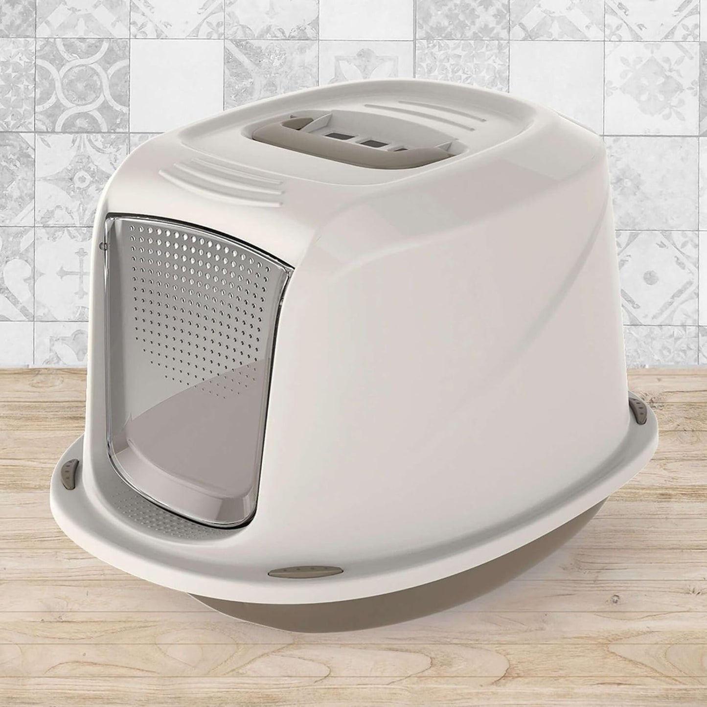 Litiera Acoperita Galaxy Deluxe cu Usita Batanta si Maner, 45cm