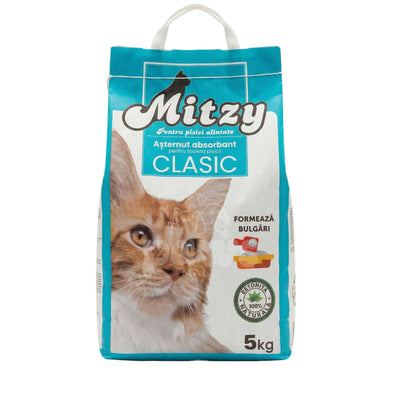 Mitzy Nisip Bentonita Alba Aglomerant pentru Pisici, Fara Parfum, 5 kg