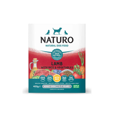 Naturo Caserola, Hrana Umeda pentru Caine Adult, cu Miel, Orez si Legume, 400g