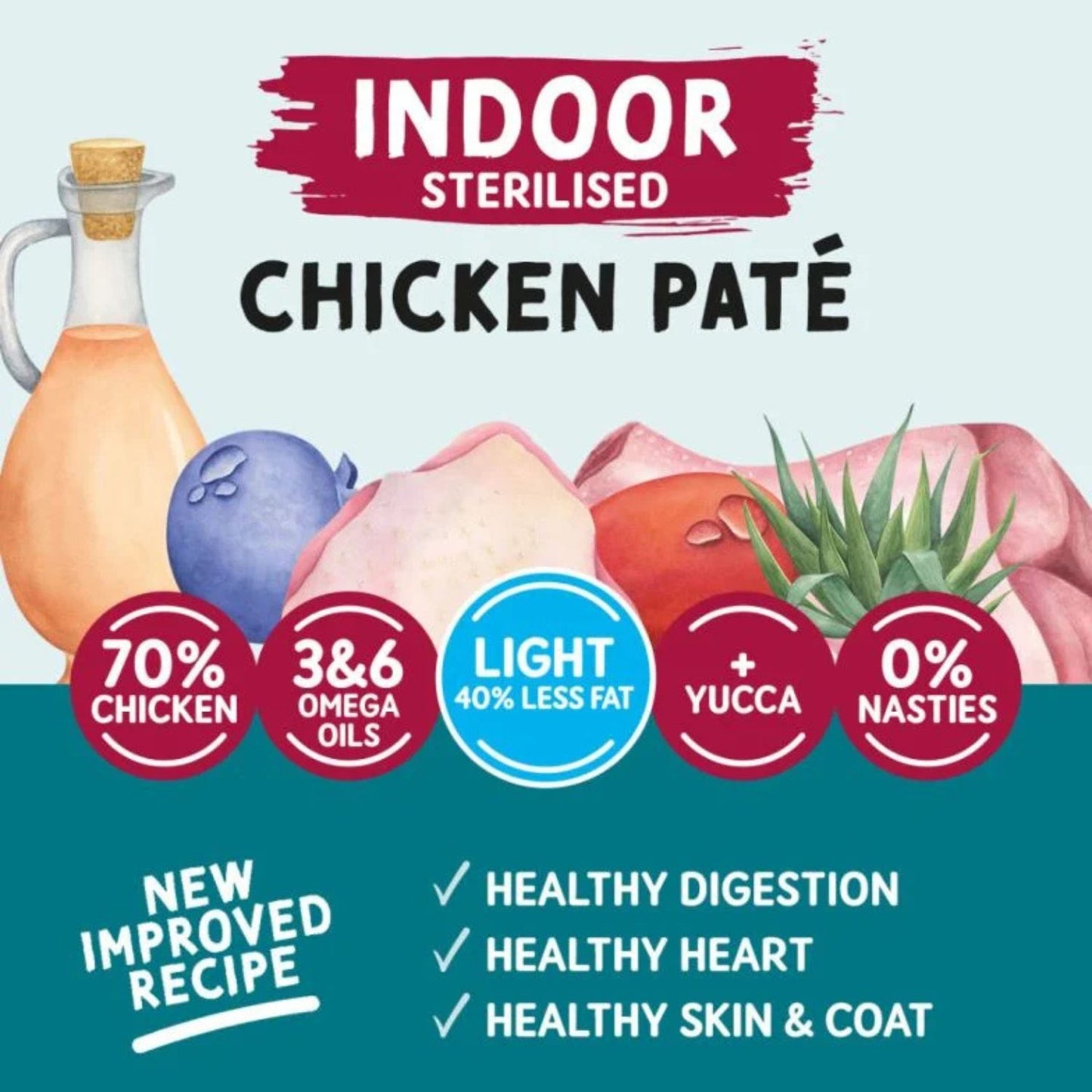 Naturo Indoor Sterilised, Hrana Umeda Mousse pentru Pisici Adult Sterilizate, cu Pui, Fara Cereale, 85g