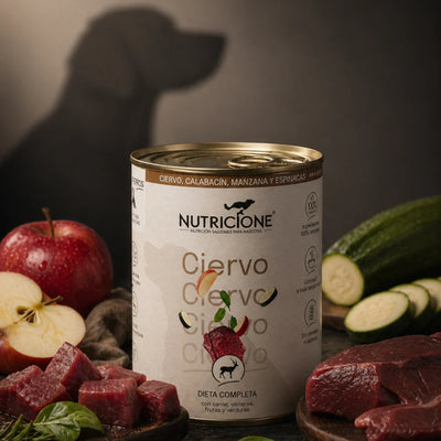 Nutricione Hrana Umeda Gatita Completa pentru Caini, Conserva cu Cerb, 400g/800g