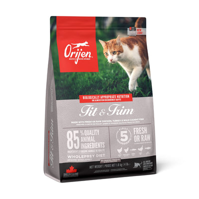 ORIJEN Fit & Trim, Hrana Uscata pentru Pisici Adult, Controlul Greutatii, cu Pui, Hering si Curcan, Fara Cereale, 1.8kg / 5.4kg