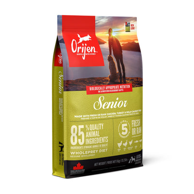 ORIJEN Senior, Hrana Uscata pentru Caini Senior, Toate Rasele, cu Pui, Curcan si Peste, Fara Cereale, 11.4kg
