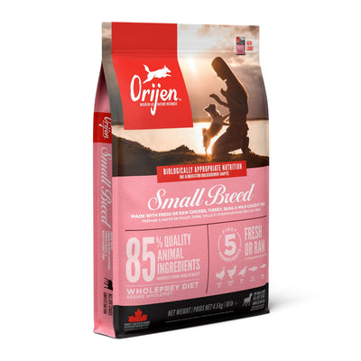 ORIJEN Small Breed, Hrana Uscata pentru Caini Talie Mica, Toate Etapele de Viata, 85% Ingrediente Animale, cu Pui, Curcan si Peste, Fara Cereale, 1.8kg / 4.5kg