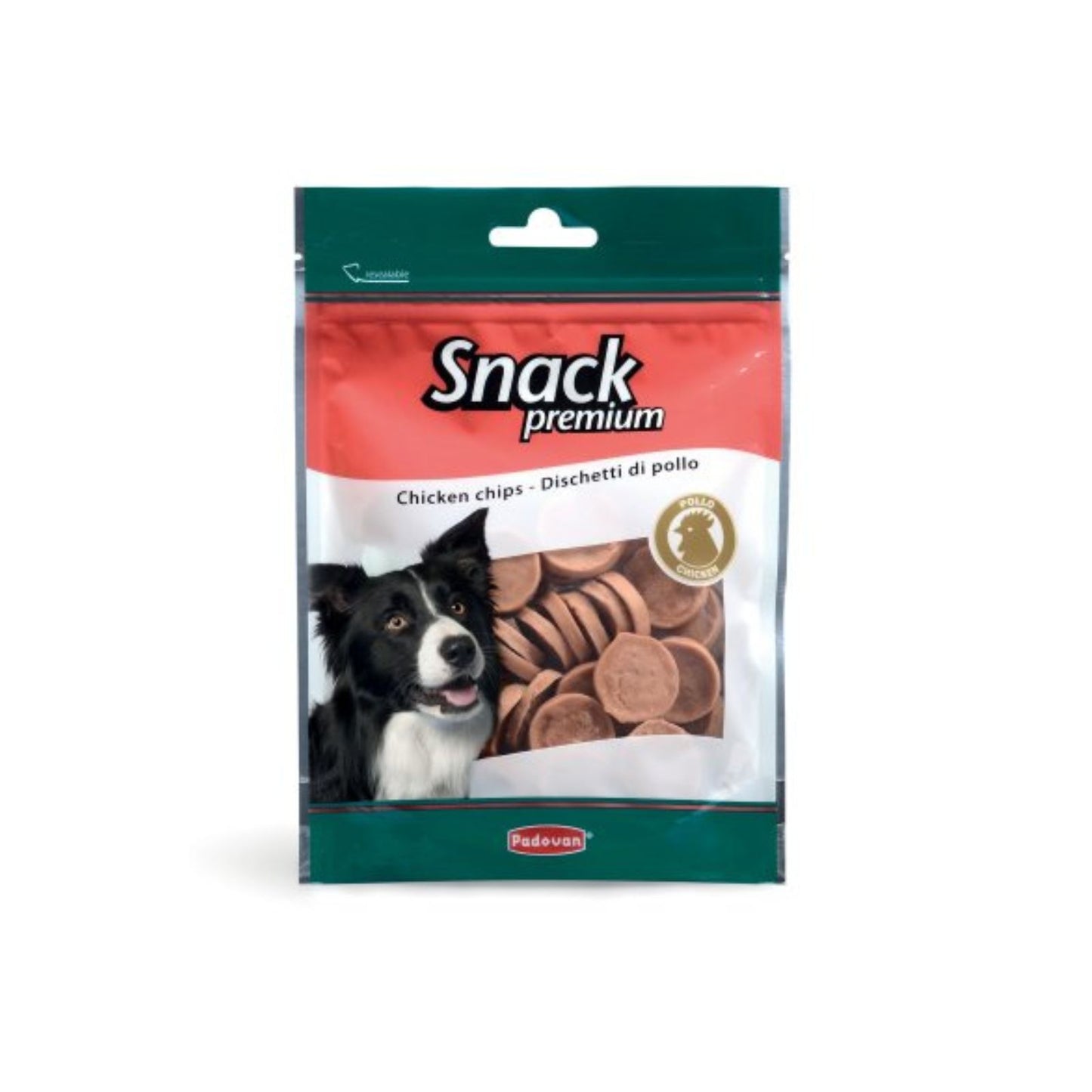 Padovan Premium Chicken Chips, Recompense pentru Caini din File de Pui, 100g