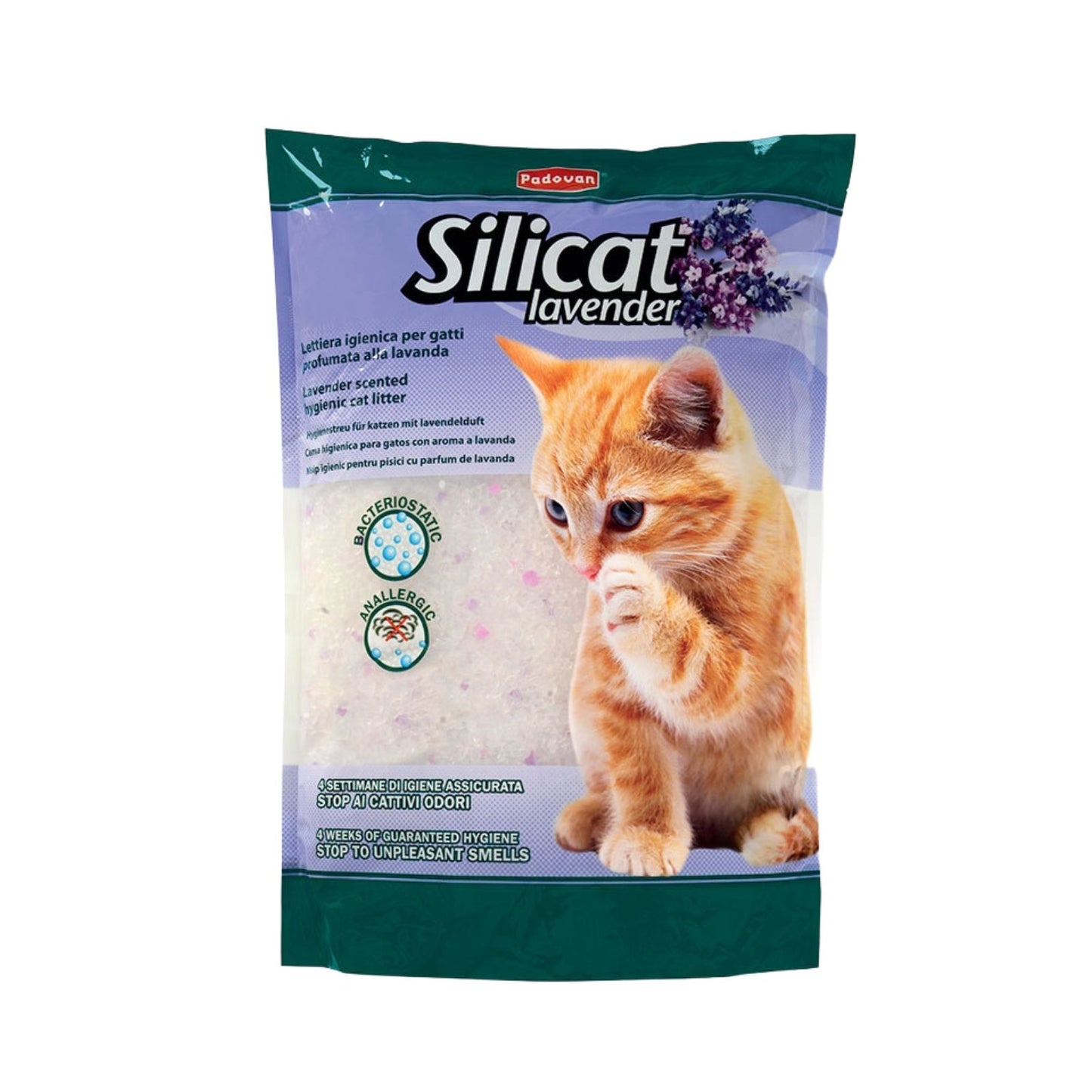 Padovan Silicat, Asternut Igienic pentru Litiera, Parfum de Lavanda, 2.2 kg