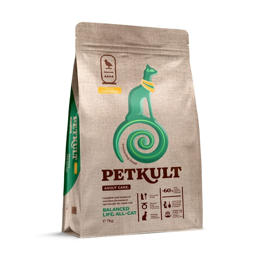 Petkult Adult Care Balanced Life All-Cat, Hrana Uscata pentru Pisici, cu Pui, 400g / 2kg / 7kg