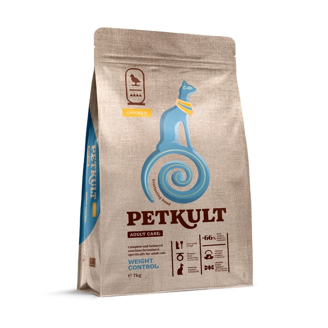 Petkult Adult Care Weight Control, Hrana Uscata pentru Pisici cu Pui, Controlul Greutatii, 400g / 2kg / 7kg