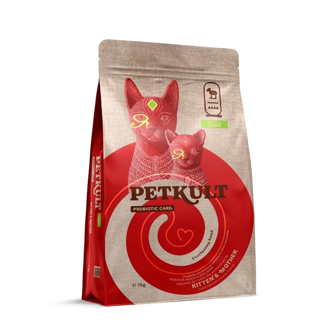 Petkult Probiotic Care Kitten & Mother, Hrana Uscata pentru Pisoi si Pisici gestante / lactante, cu Miel si Probiotice, 400g / 2kg / 7kg