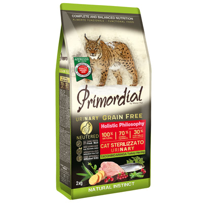 Primordial Holistic Cat Adult, Hrana Uscata pentru Pisici Sterilizate, Adult, cu Curcan si Hering, Sanatate Urinara Optima, Fara Cereale, 2kg / 6kg